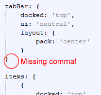 Stupid mistake in Sencha app code