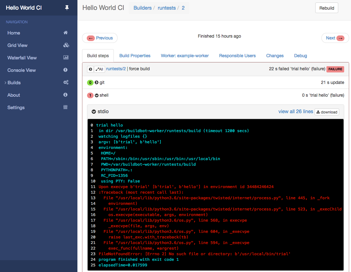 buildbot UI screenshot